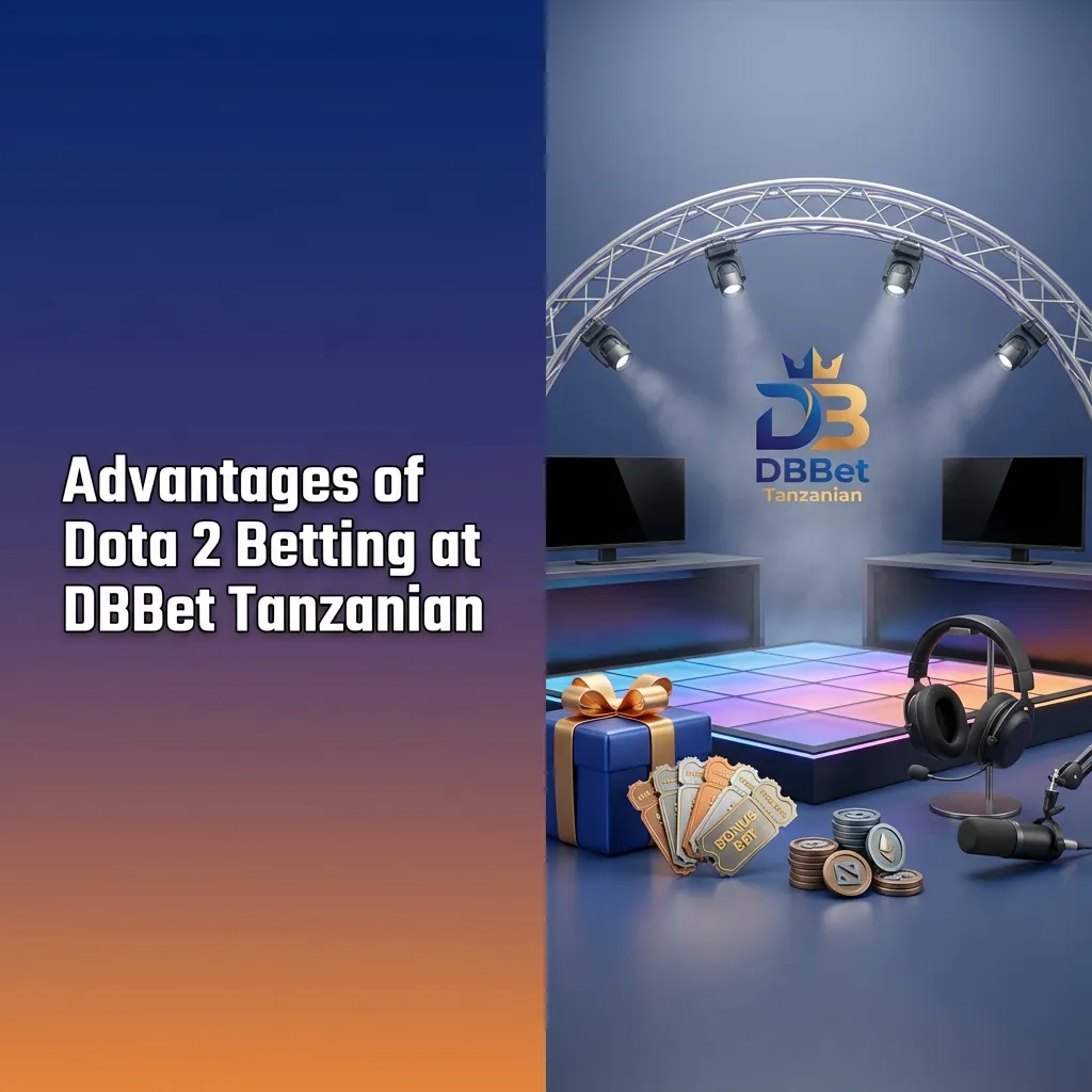Infographic showing advantages of Dota 2 betting at DBBet Tanzania: bonuses, local payments, 24/7 support, app, and strong odds