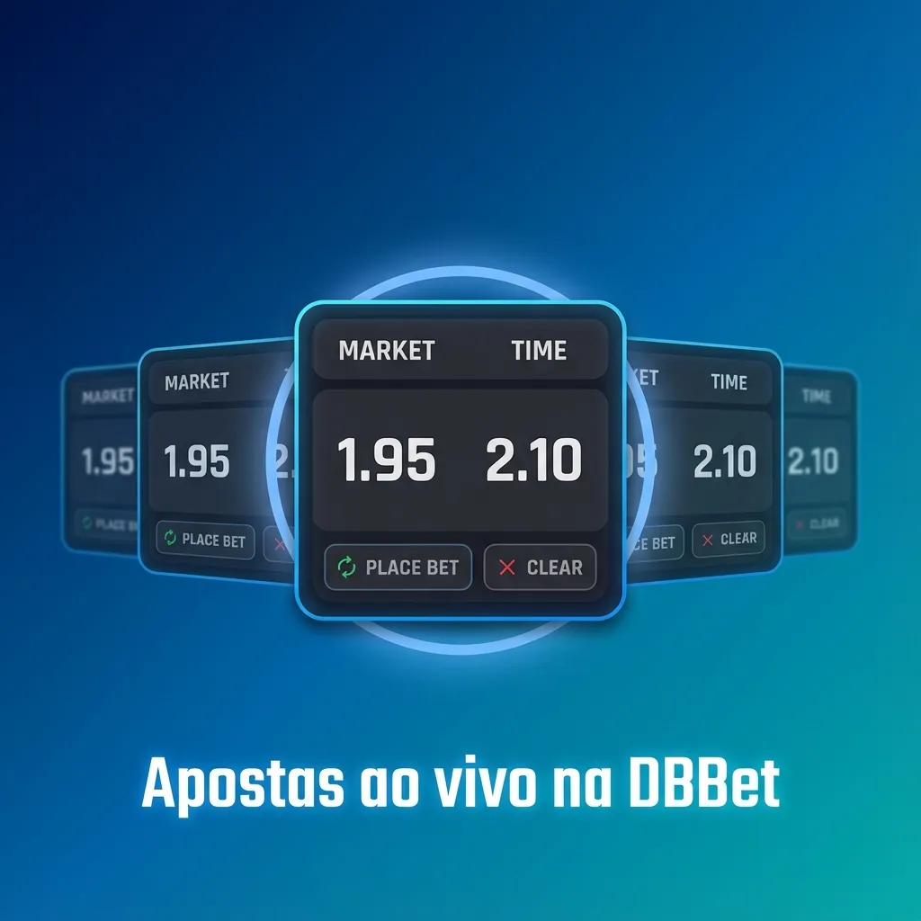 Ecrã da DBBet com apostas ao vivo em futebol, ténis, basquetebol e eSports, odds dinâmicas e estatísticas em tempo real