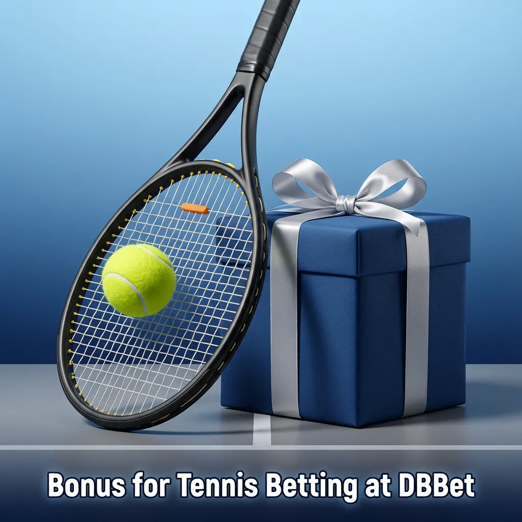 Banner promoting DBBet sports welcome bonus for new users, highlighting tennis betting with bonus balance on a betting interface