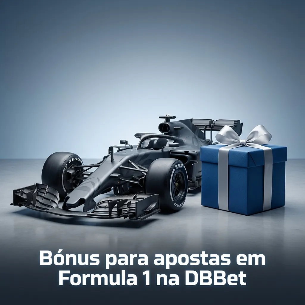 Banner da DBBet destaca bónus de boas-vindas para apostas em Formula 1, com carros de corrida e texto promocional.