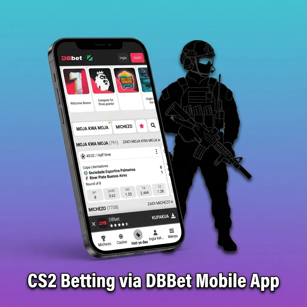 Person holding smartphone with DBBet app open, showing live CS2 esports betting markets and odds on screen