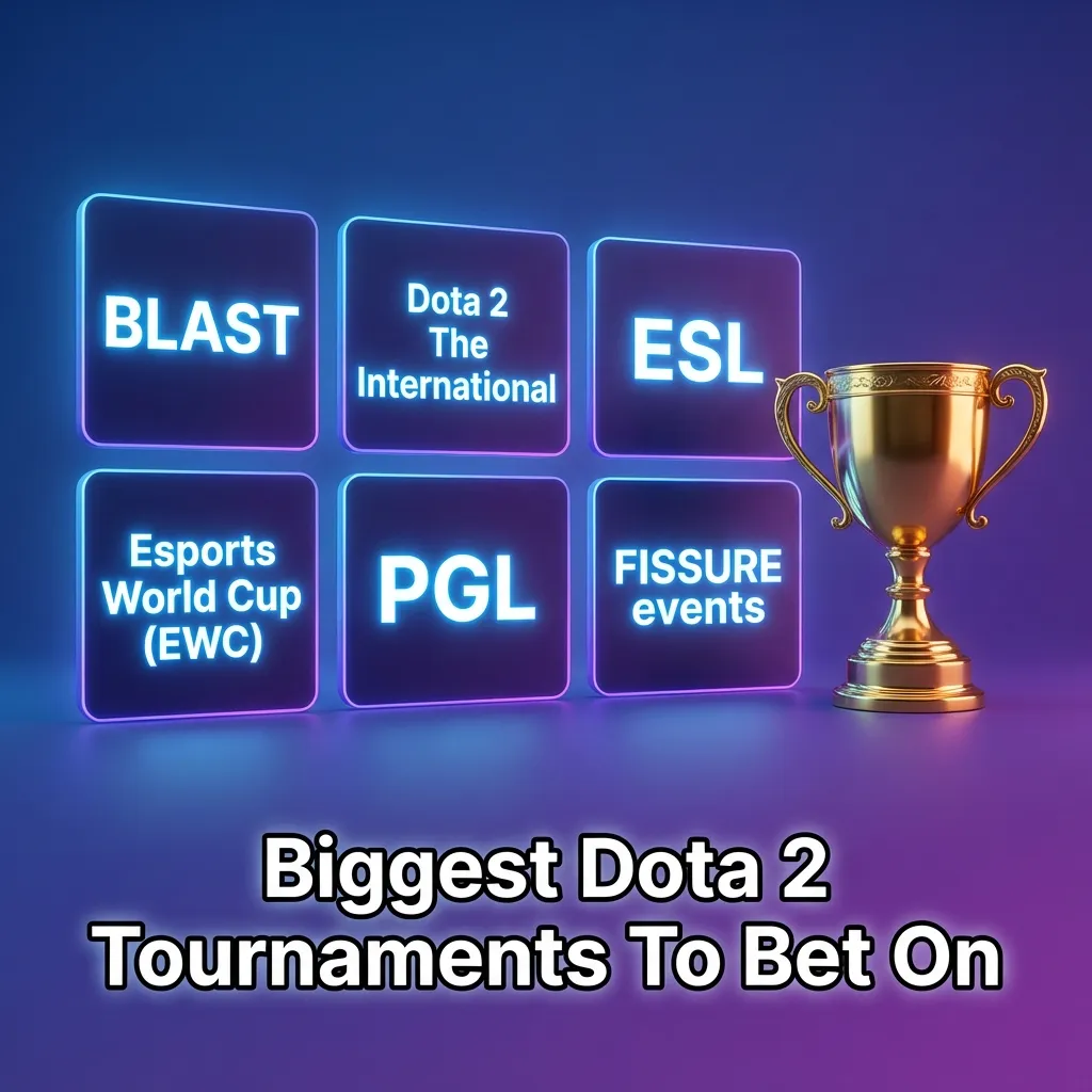 Dota 2 heroes and tournament logos on a dark background, highlighting the biggest events to bet on at DBBet