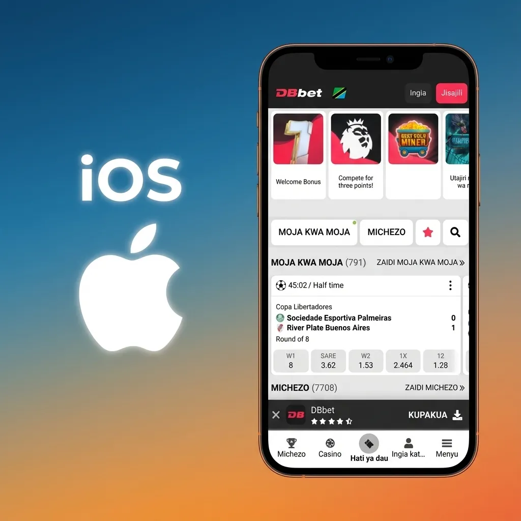 iPhone mostrando o site mobile da DBBet com instruções para adicionar atalho ao ecrã principal como app iOS