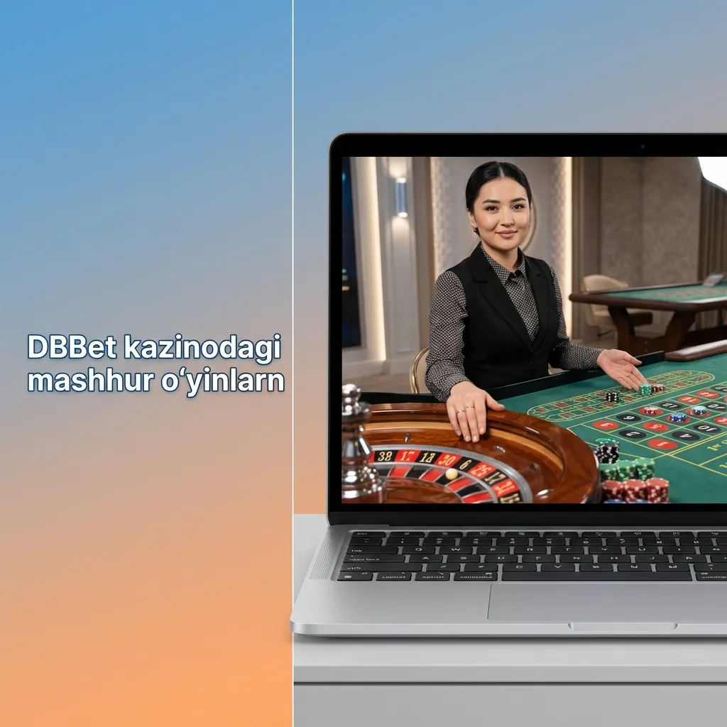 DBBet kazino sahifasi, mashhur slotlar, ruletka, blackjack va Aviator o‘yinlari logotiplari bilan kollej kompozitsiyasi