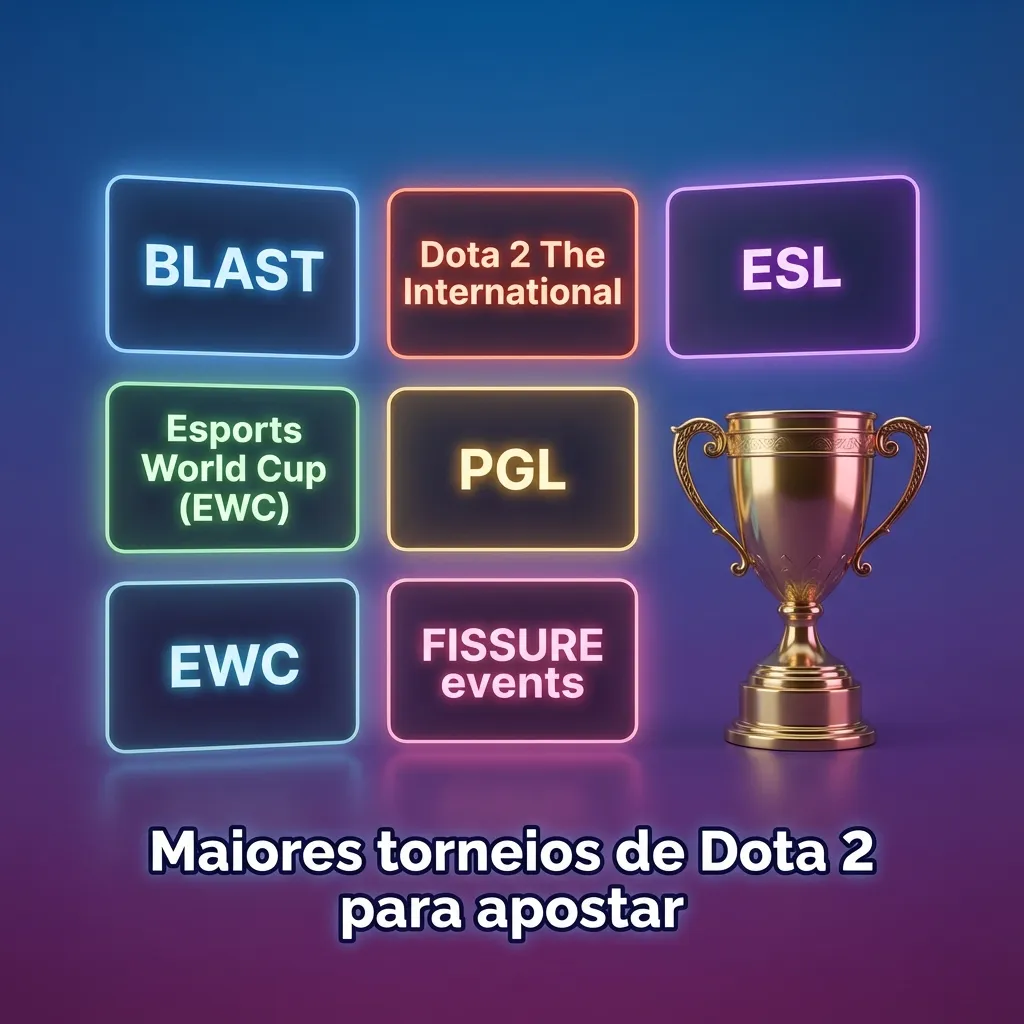 Banner com logótipo Dota 2, lista de torneios internacionais e destaque para apostas em campeonatos de topo
