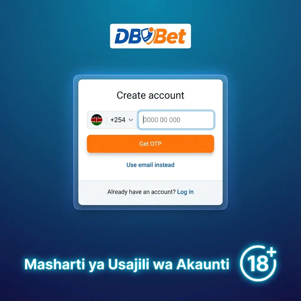 Mchoro wa skrini wa ukurasa wa DBBet unaoeleza masharti ya usajili wa akaunti na kanuni za kamari Kenya
