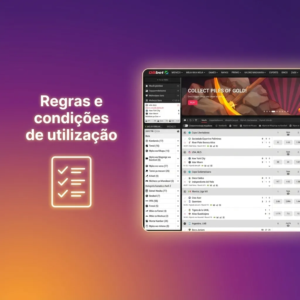 Imagem ilustrativa de termos e condições de uso da casa de apostas DBBet, destacando regras para jogadores maiores de 18 anos