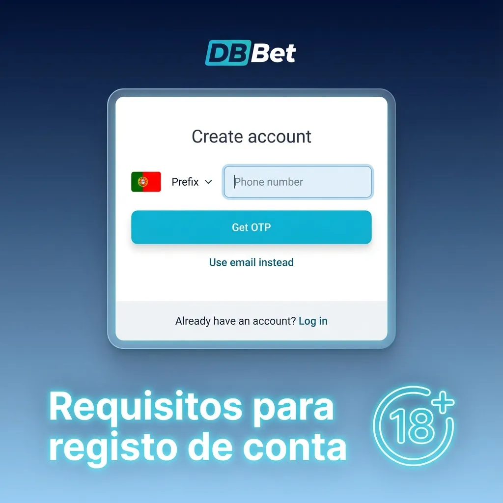 Ecrã de registo com lista de requisitos legais e de segurança para criar conta de jogo online em Portugal