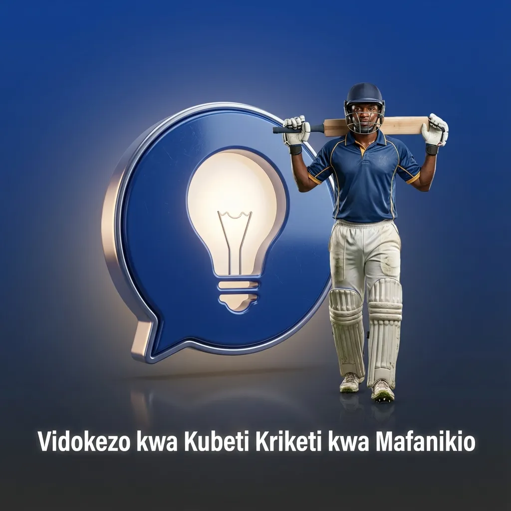 Mchezaji wa kriketi akipiga mpira, maandishi ya Kiswahili juu yakitoa vidokezo vya kubeti kwa mafanikio