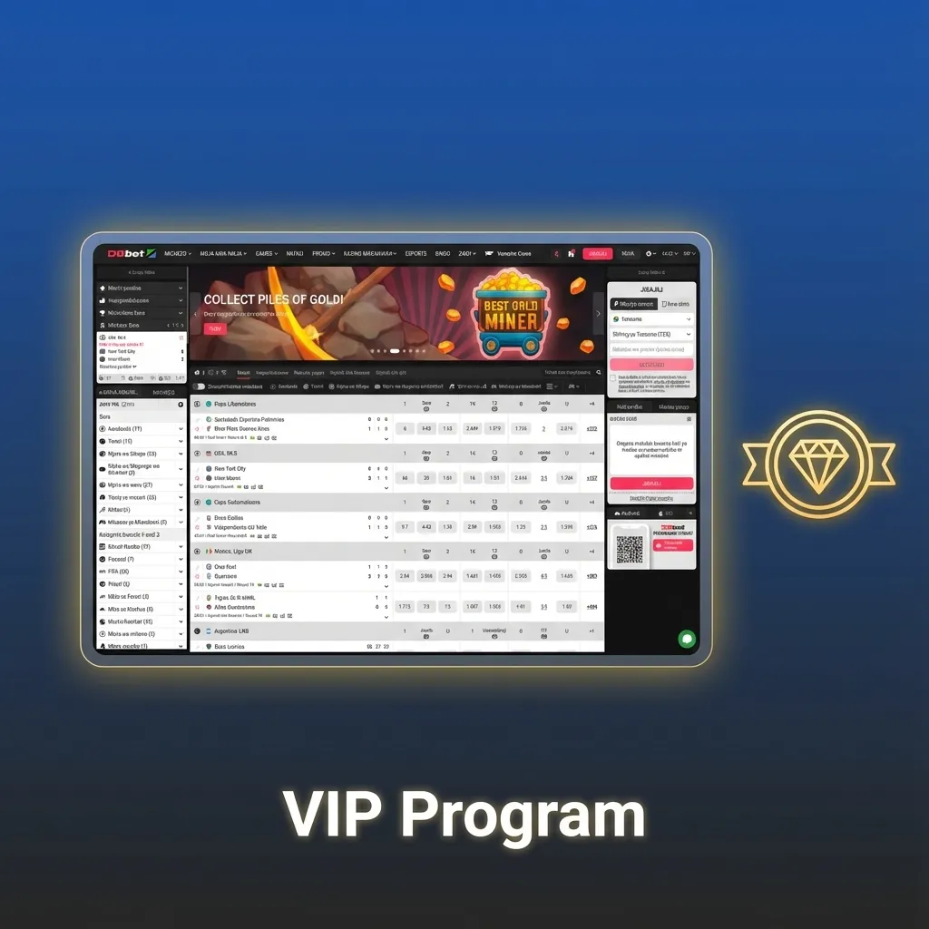 Illustration of DBBet Tanzania VIP program tiers with icons showing cashback, support, higher limits, and exclusive rewards