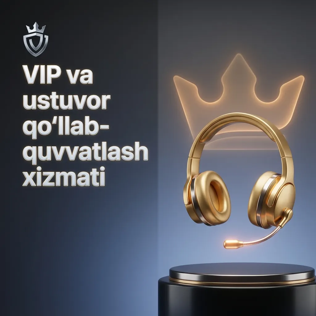 Illyustratsiya: VIP yozuvi, oltin rangli belgi va shaxsiy menejer bilan tezkor qo‘llab-quvvatlash xizmati tasviri