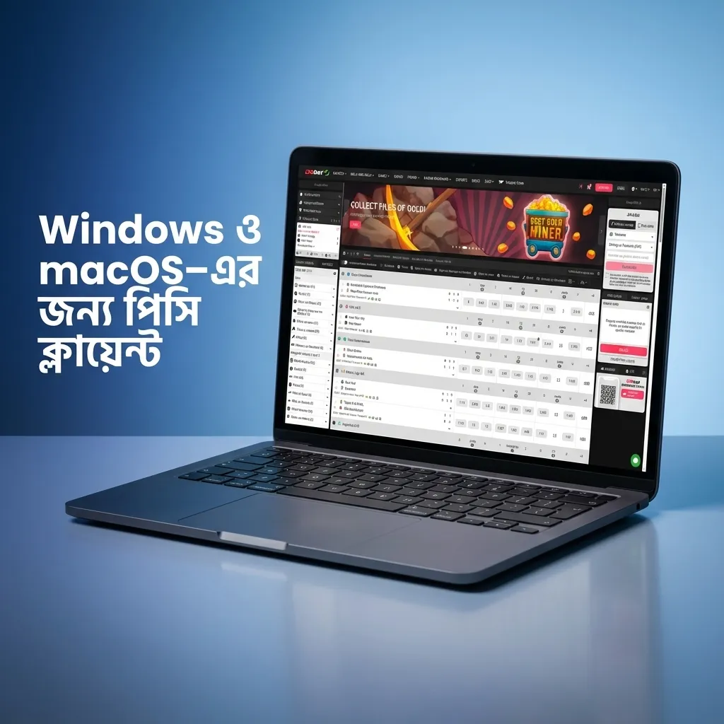 বড় ডেস্কটপ স্ক্রিনে ব্রাউজার দিয়ে DBBet ওয়েবসাইটে স্পোর্টস বেট, ক্যাসিনো ও লাইভ গেম খেলার ইন্টারফেস দৃশ্য