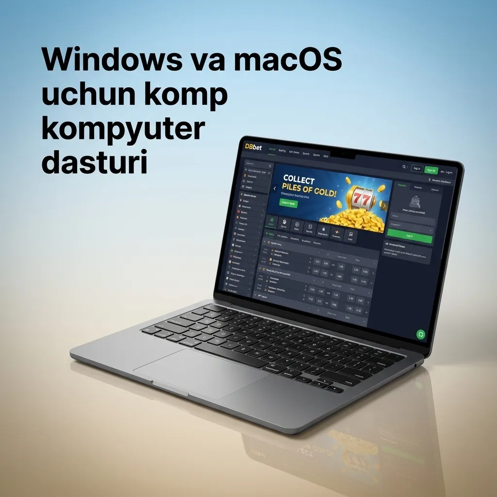 DBBet sayti Windows va macOS kompyuterida brauzer orqali ishlayotgan sport tikish va kazino interfeysi skrinshoti