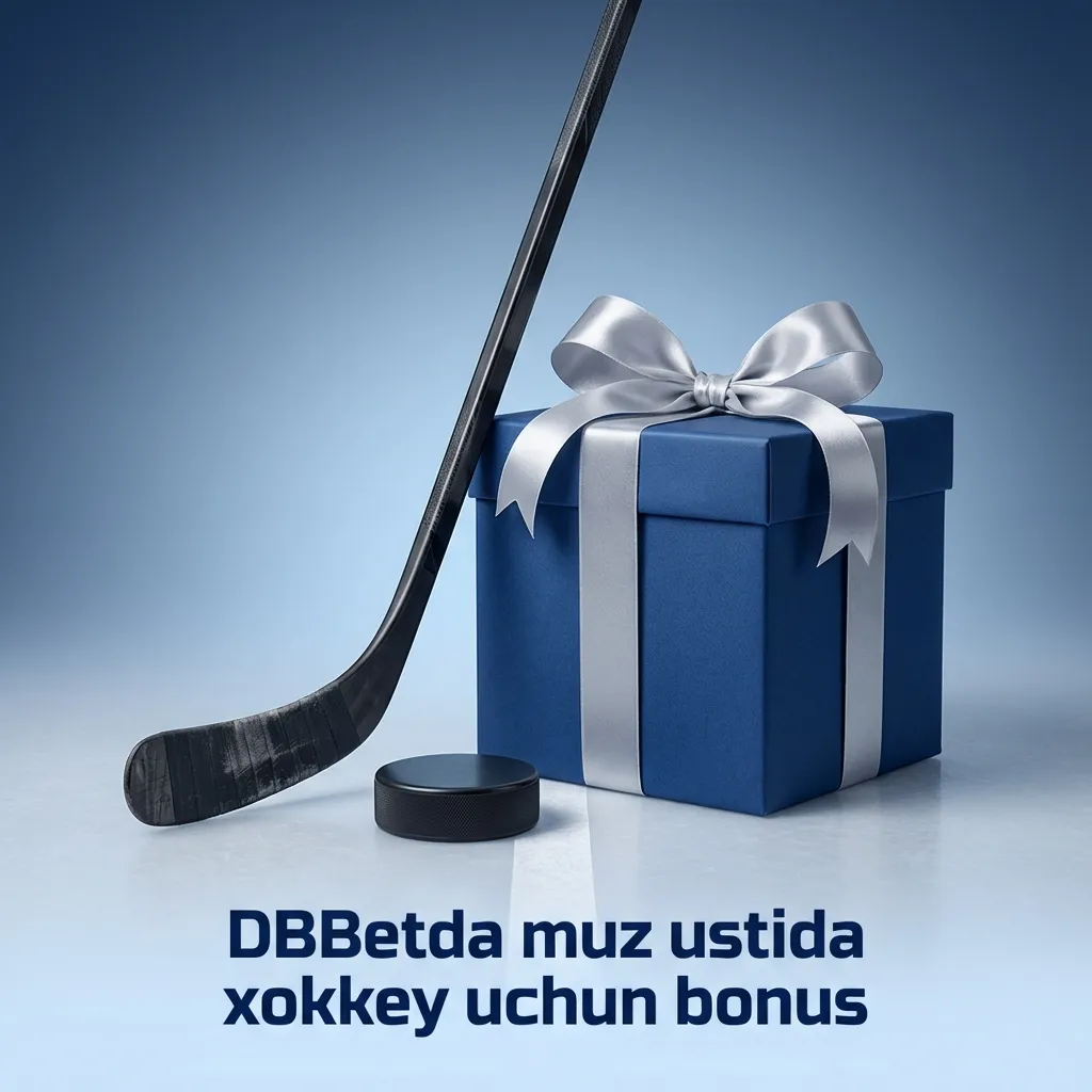 DBBet banner: hockey players on ice with puck, “xush kelibsiz bonus” text and betting promo in Uzbek