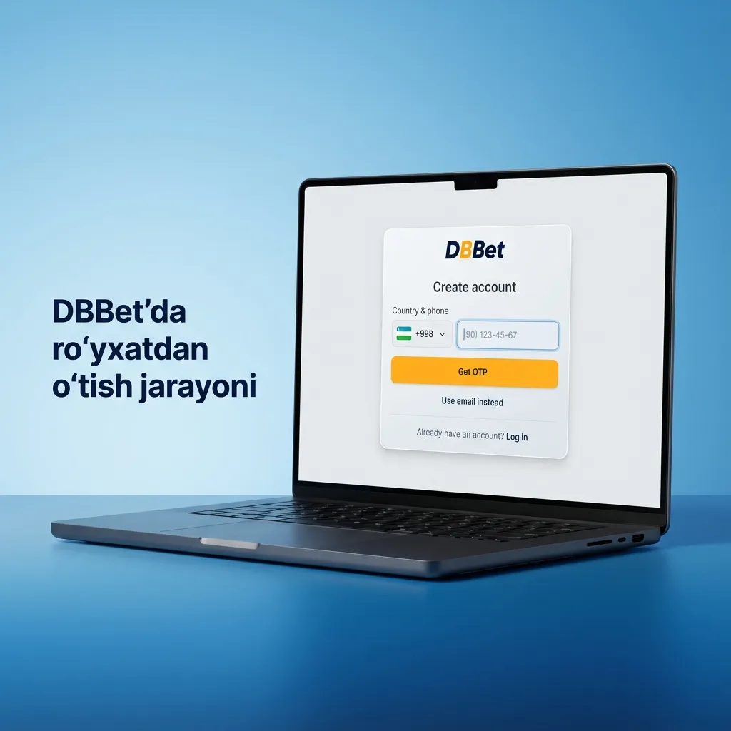 DBBet ro‘yxatdan o‘tish bosqichlari: tugmaga bosish, ma’lumot kiritish, tasdiqlash va bonuslarga kirish diagrammasi