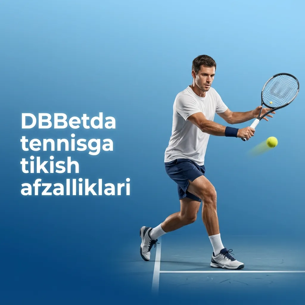 Smartfon va tennis raketkasi fonida DBBetda tennisga tikish afzalliklari ro‘yxatini ko‘rsatuvchi grafik