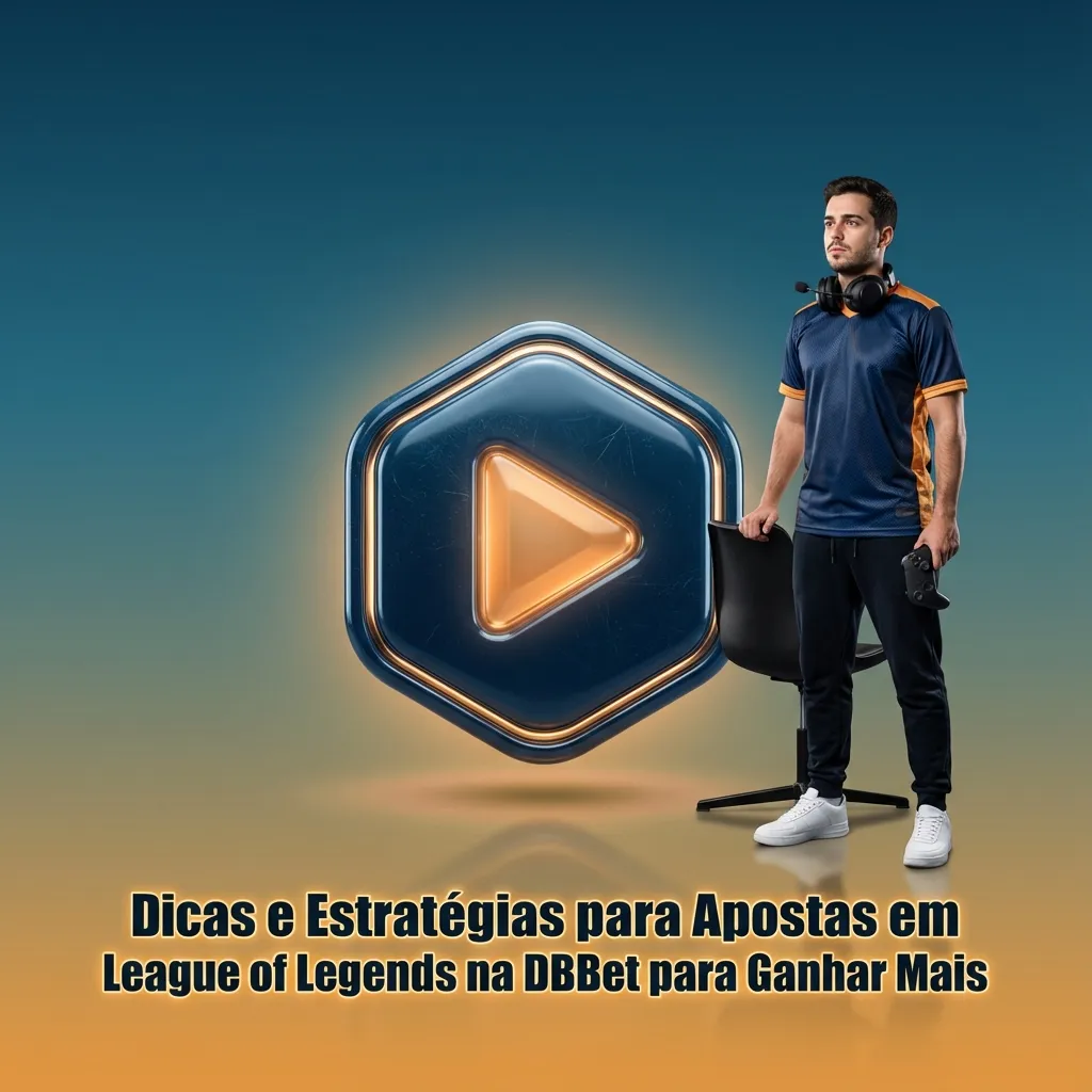 Banner de apostas em League of Legends na DBBet com dicas estratégicas e ícones de equipas, odds e gestão de banca