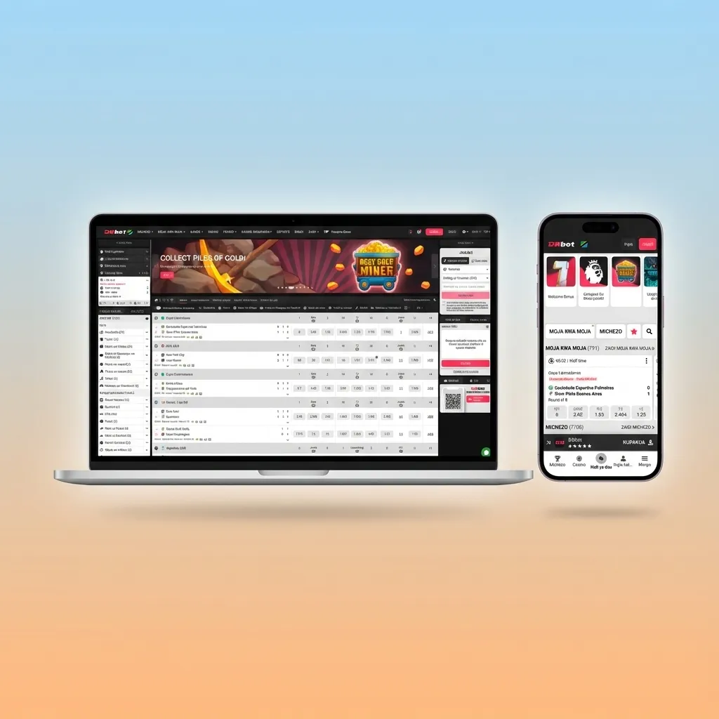 DBBet Tanzania website interface showing top navigation tabs and clean layout for sports, casino, eSports, and account options