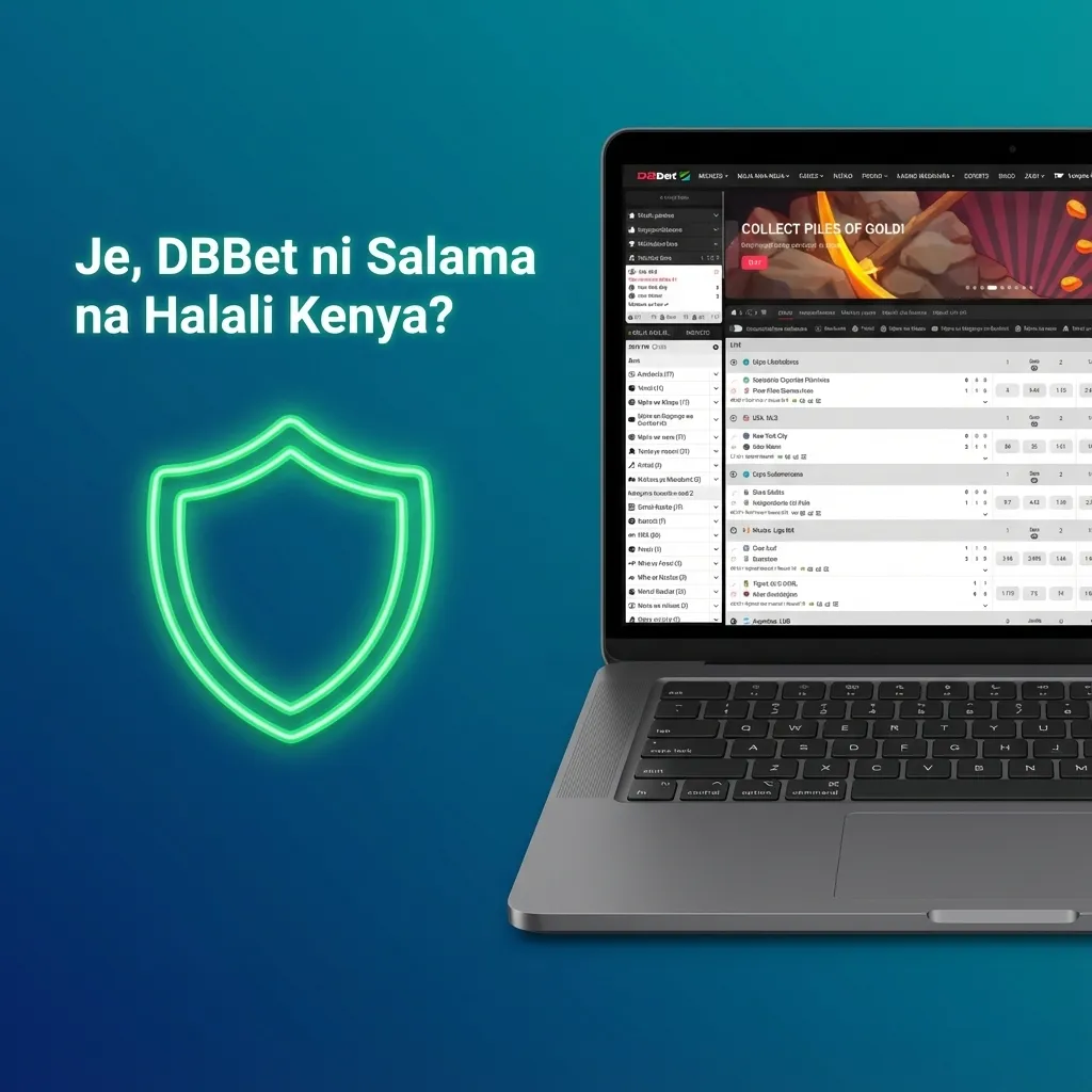 Mchoro wa DBBet ukionyesha alama ya kufuli, nembo ya SSL, na maandishi kuhusu usalama na uhalali wa kubet Kenya