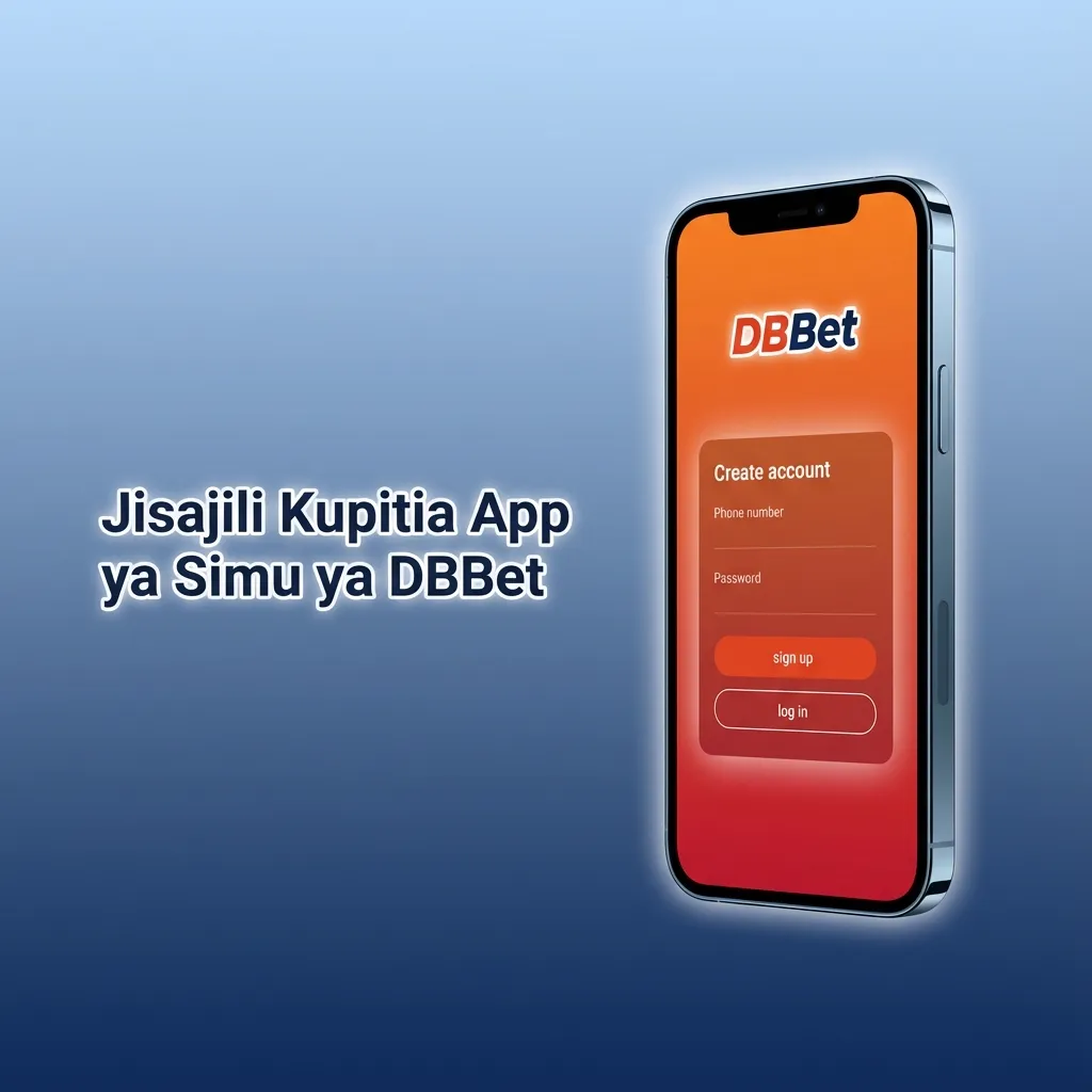Mchezo wa kubashiri wa DBBet kwenye simu, skrini ya app ikionyesha hatua za usajili na kitufe cha “Jisajili”