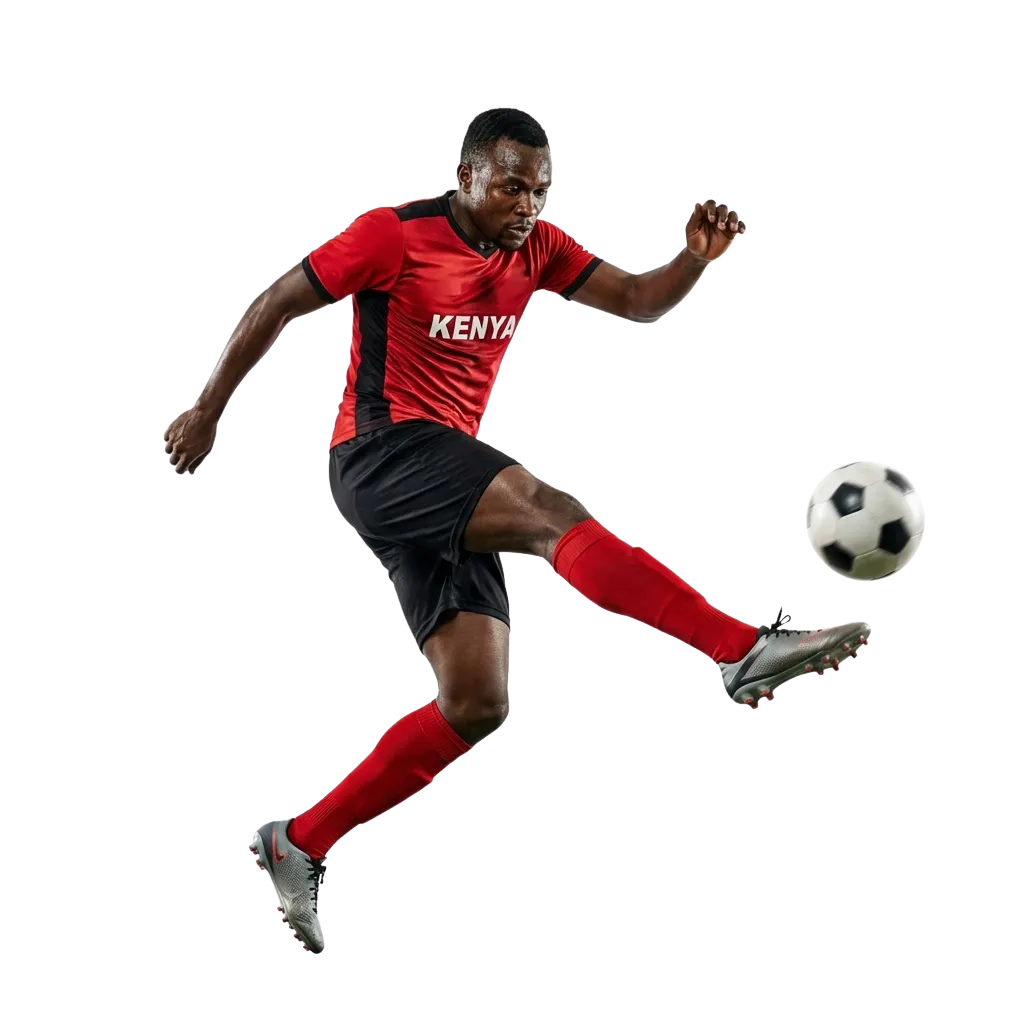 Mchezaji wa Kenya akibashiri mpira wa miguu mtandaoni kwenye DBBet, akitazama mechi na takwimu kwenye kompyuta au simu