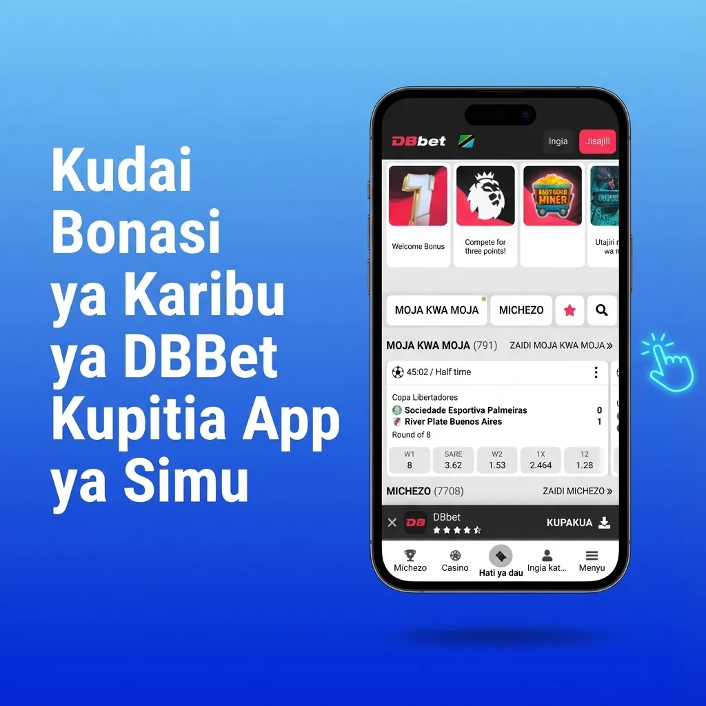 Mchezaji akitumia app ya DBBet kwenye simu kudeposit 100 KES na kudai bonasi ya karibu kwenye skrini ya malipo