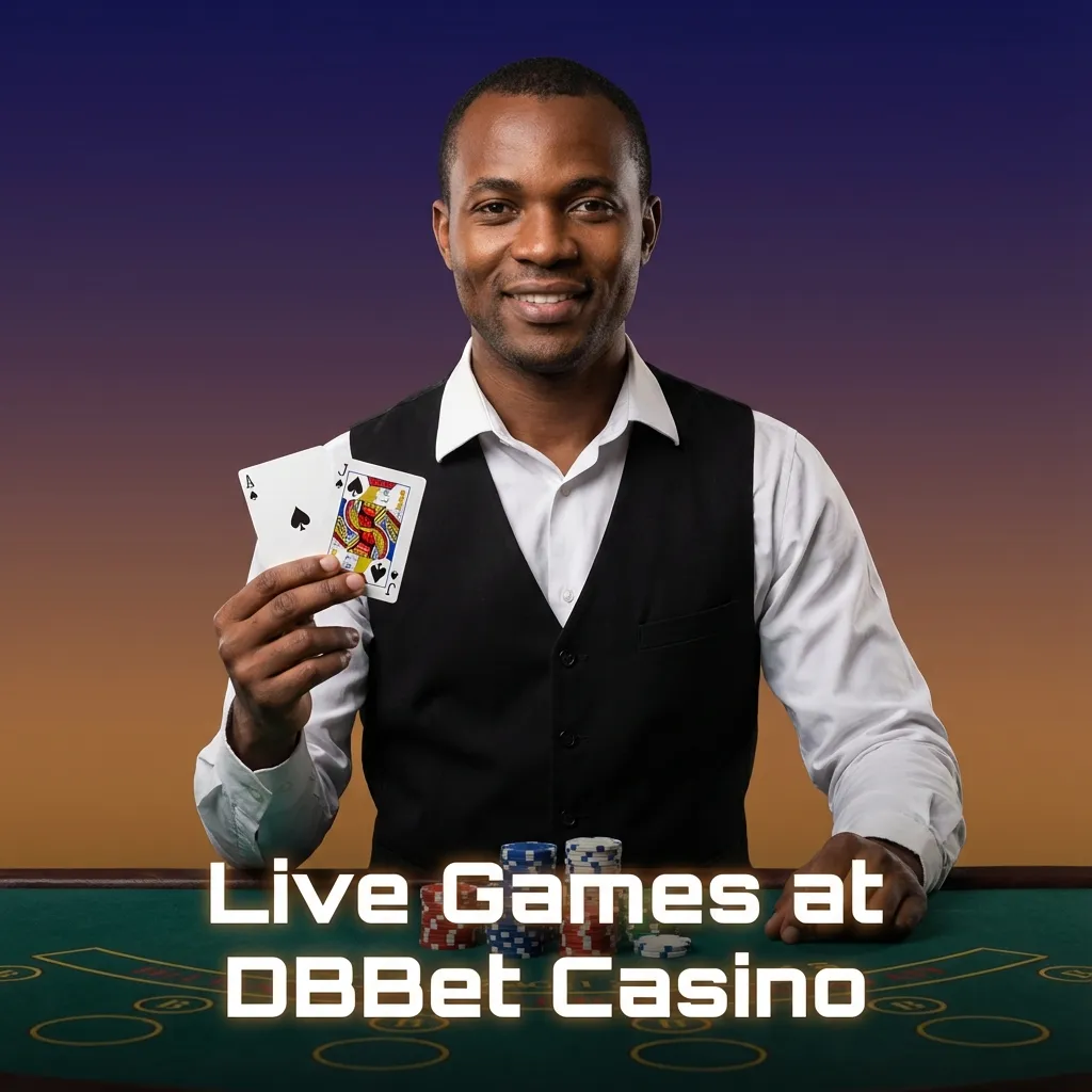 DBBet live casino lobby showing roulette, blackjack, baccarat, poker and TV-style game show tables on desktop and mobile