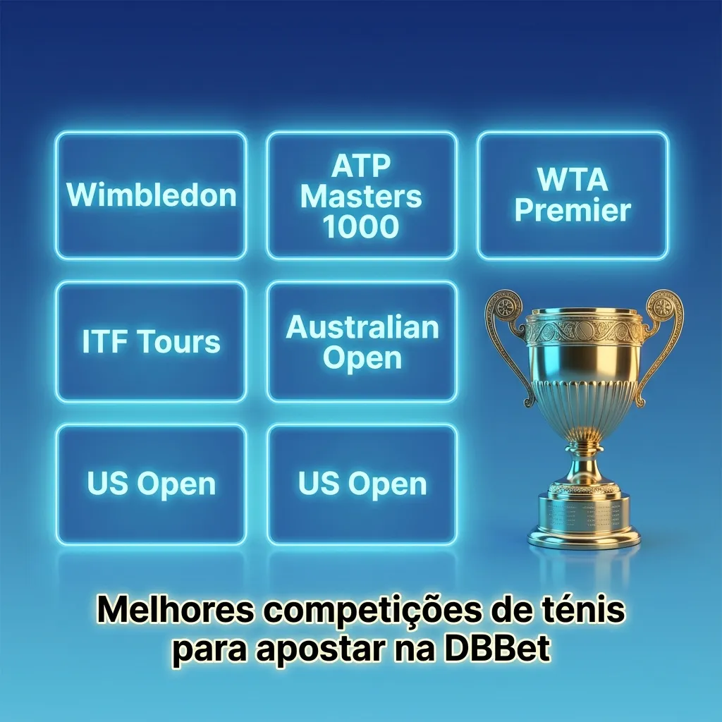 Banner da DBBet com raquete e bolas de ténis, destacando Grand Slams e circuitos ATP/WTA para apostas ao longo do ano