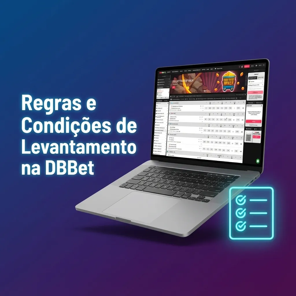 Infográfico da DBBet explicando regras de levantamento, verificação de identidade, limites e requisitos de aposta em Portugal