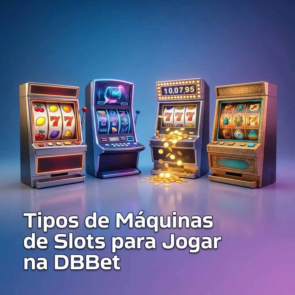 Banner da DBBet mostrando vários tipos de máquinas de slots online, de clássicas 3 rolos a Megaways e jackpots.