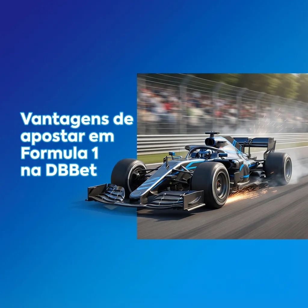Banner da DBBet destacando vantagens de apostar em Fórmula 1, com carros de corrida, odds e interface de apostas em destaque