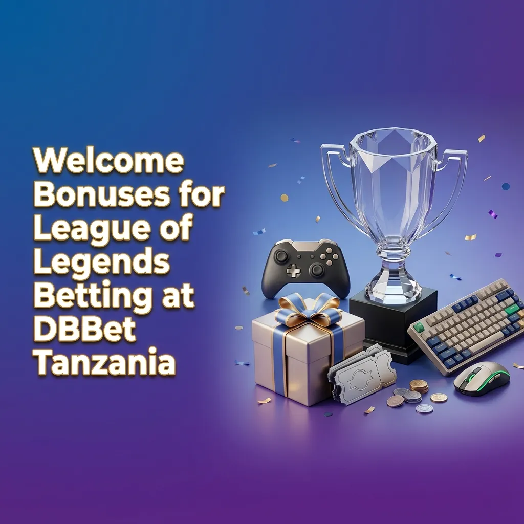 DBBet Tanzania welcome bonus promo for League of Legends betting, showing 200% up to $1750 + 150 free spins steps