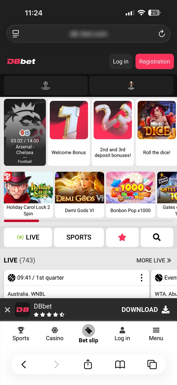 Open the official website in Safari to find DBBet iOS.