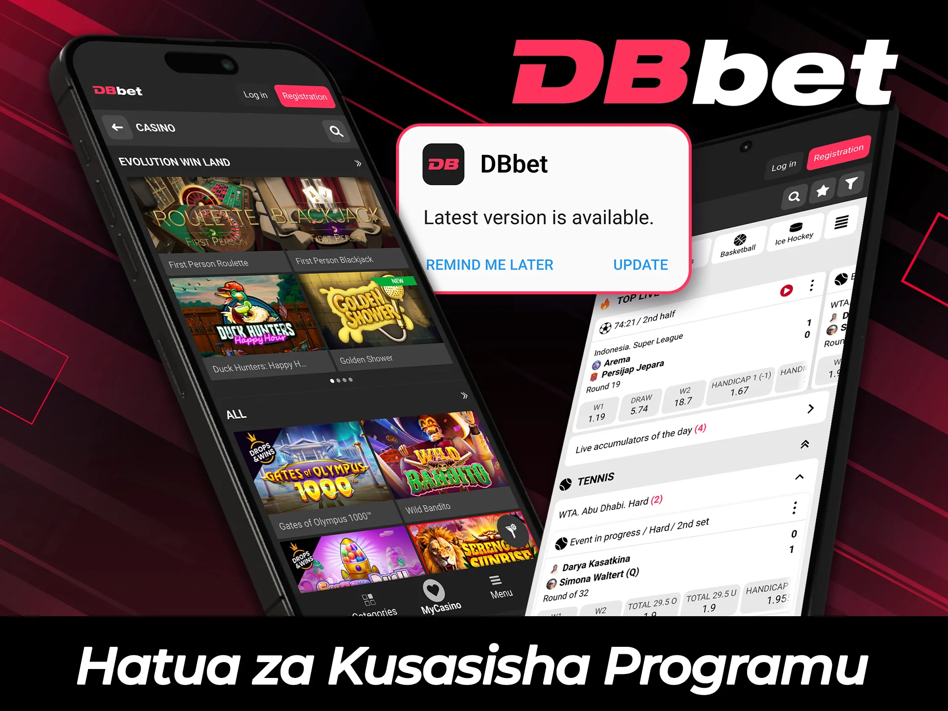 Angalia hatua zinazohitajika ili kusasisha programu ya DBBet kuwa toleo la hivi karibuni.