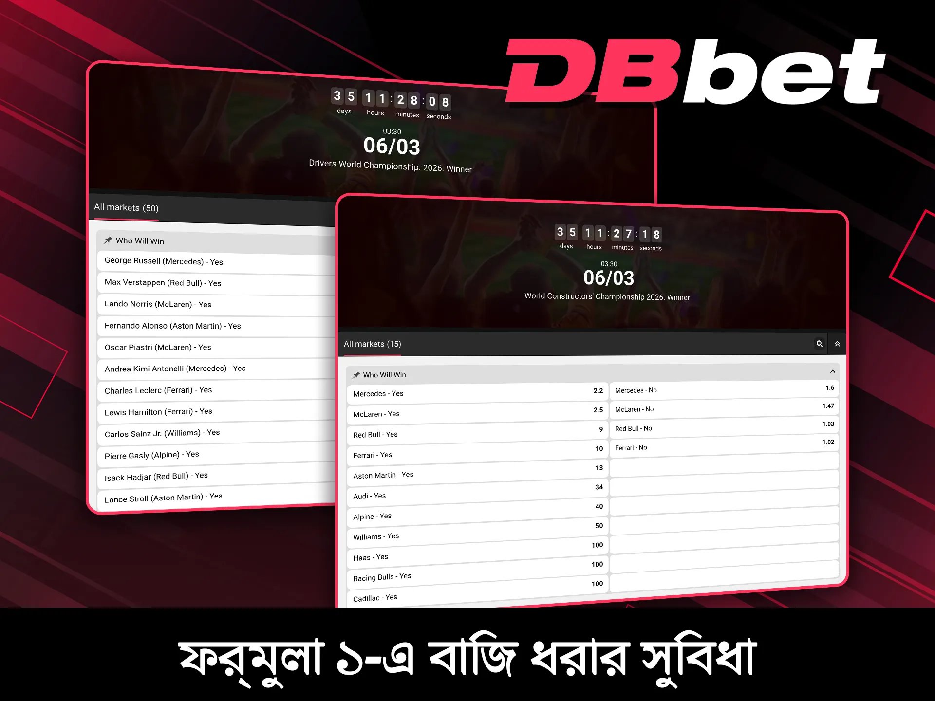 DBBet-এ Formula 1 betting করার প্রধান সুবিধাগুলো দেখে নিন।