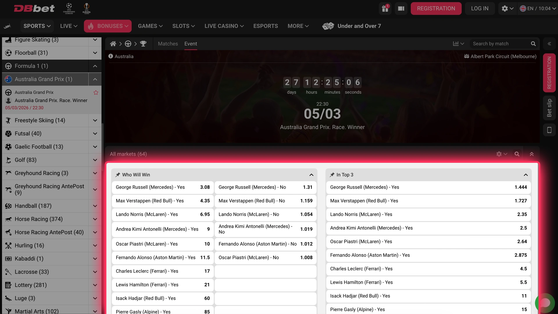 Jifunze jinsi ya kuchagua soko bora la ubashiri lenye odds za juu kwa ajili ya mbio za Formula 1 ndani ya DBBet.