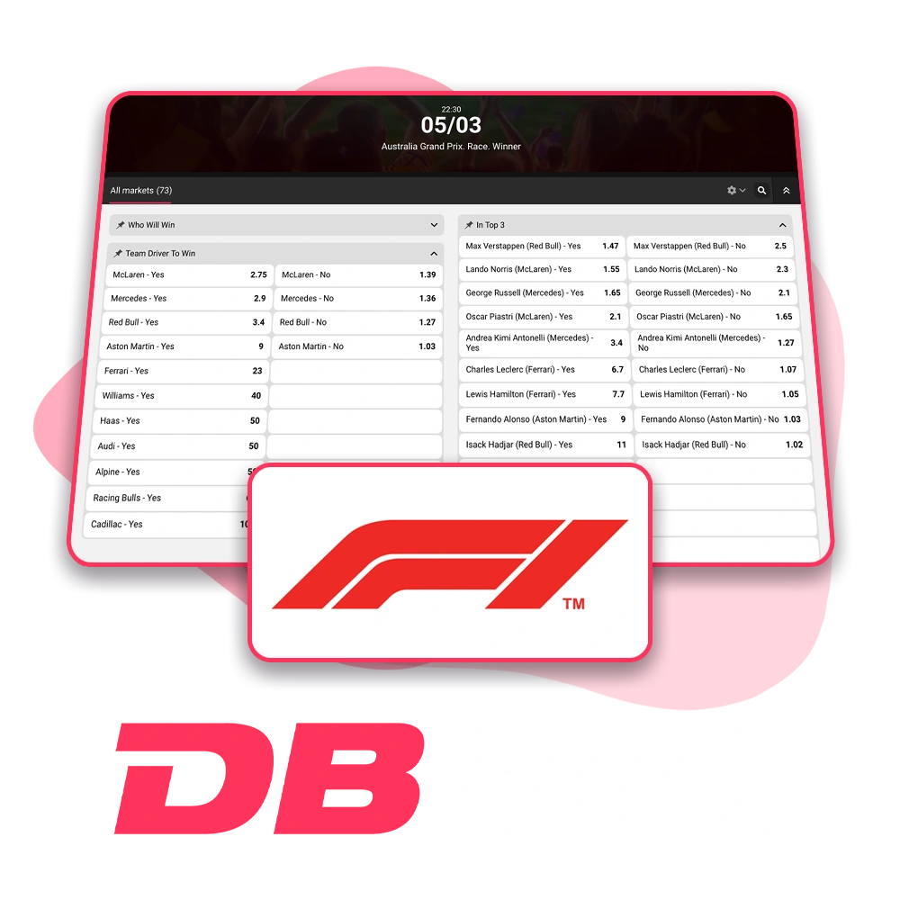 Rasmiy platformada DBBet Formula 1 betting online sayohatini boshlang.