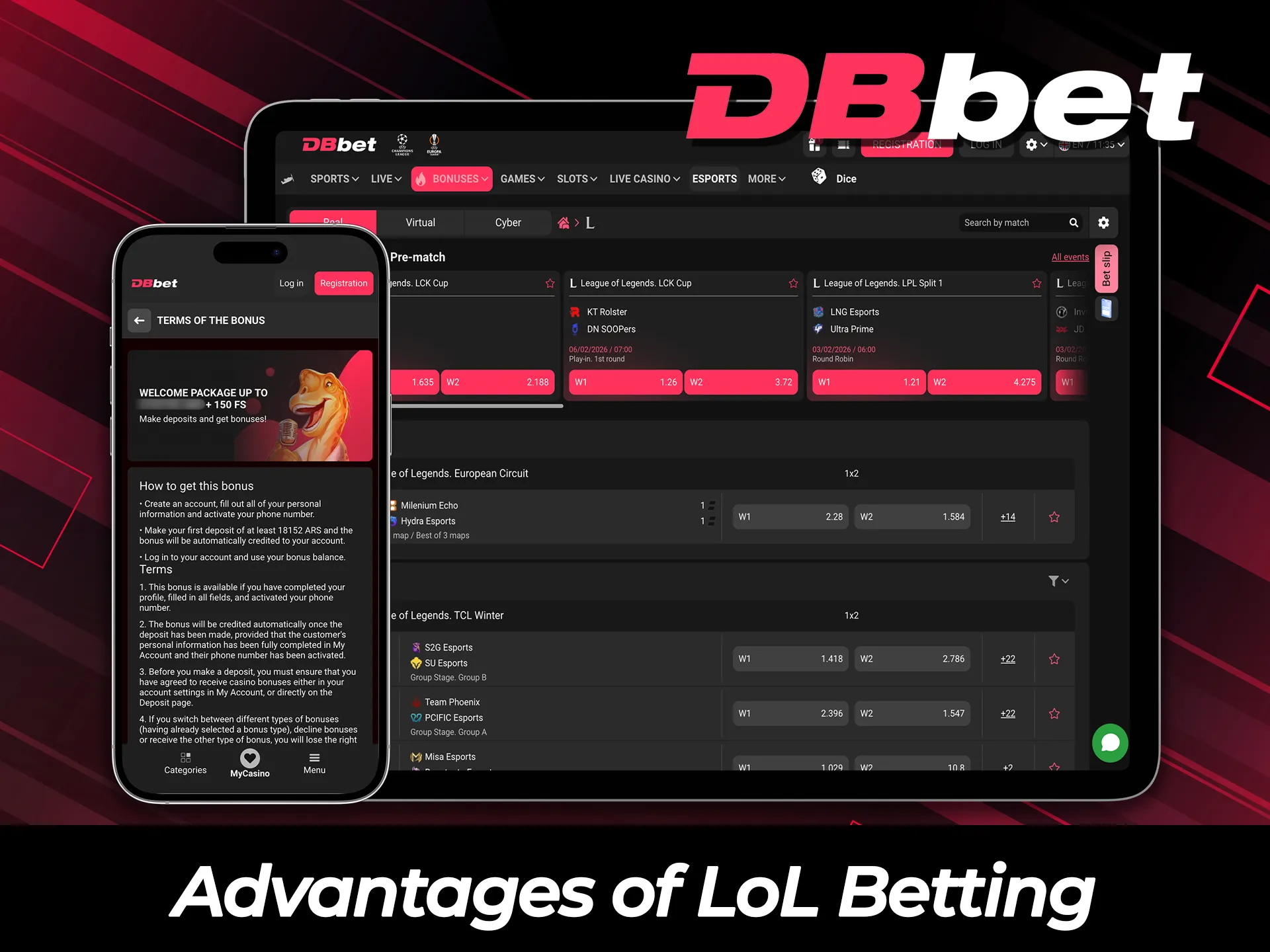 Discover unique advantages of League of Legends betting at DBBet.