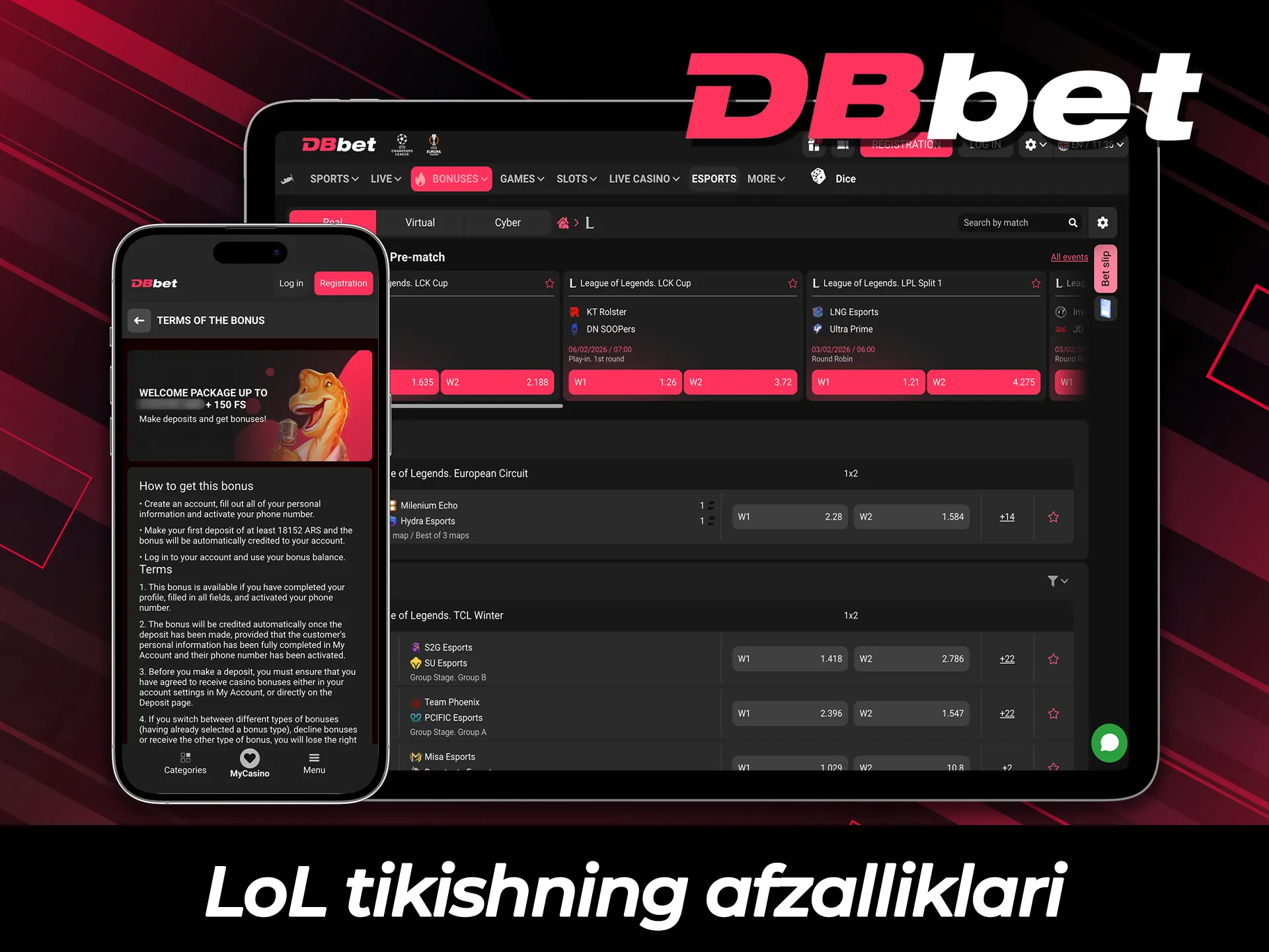 DBBet saytida League of Legends o'yiniga tikishning o'ziga xos afzalliklarini biling.