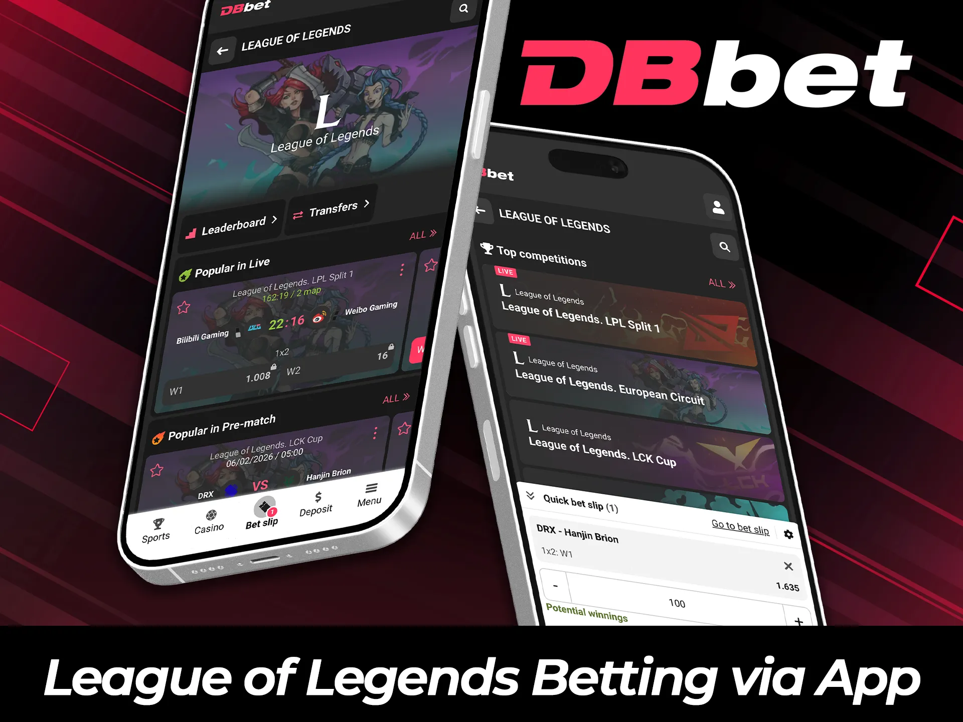 Enjoy League of Legends betting via DBBet mobile app anywhere.