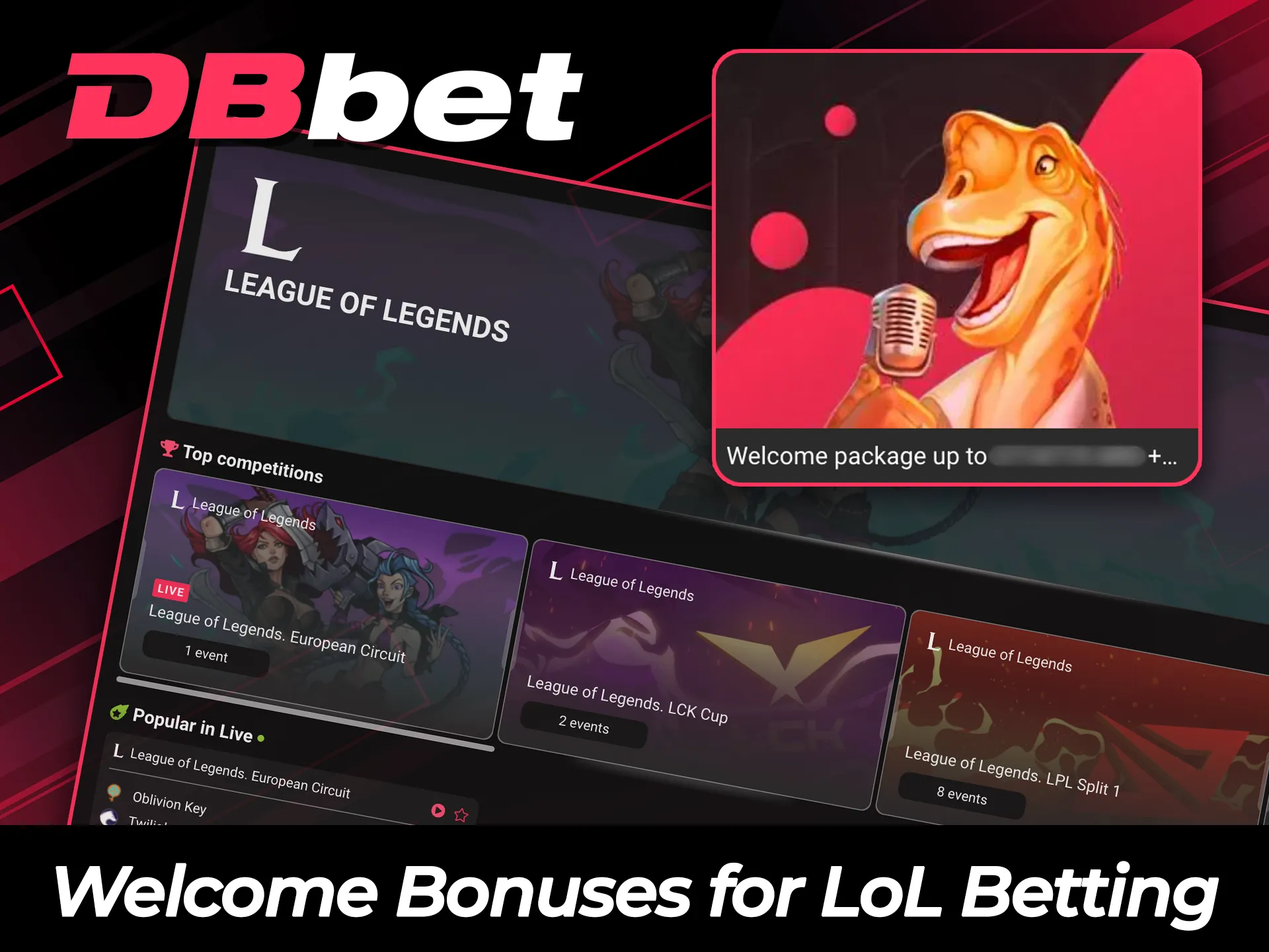 Claim welcome bonuses for League of Legends betting at DBBet.