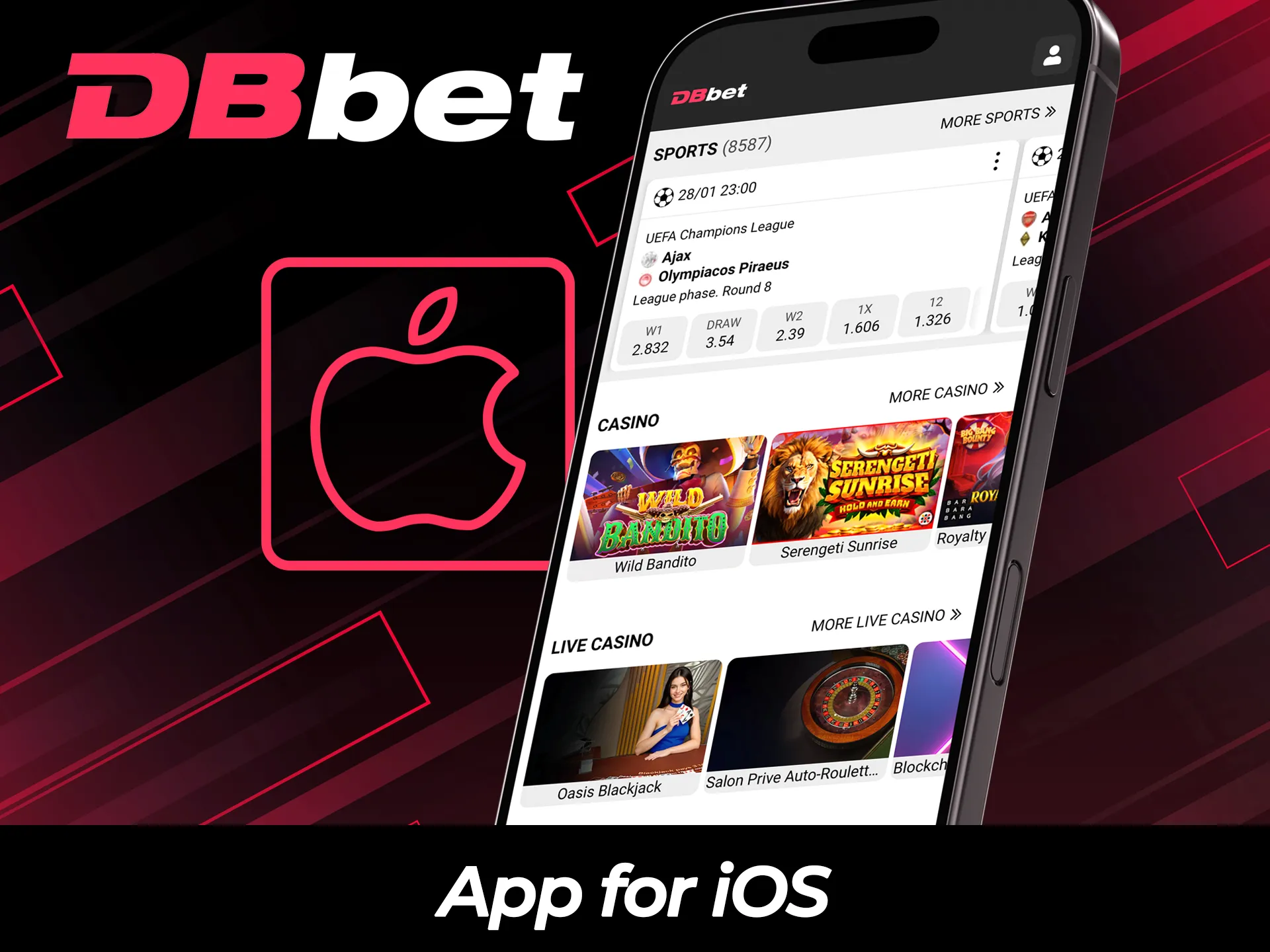 Get the DBBet app for iOS to enjoy mobile casino games.