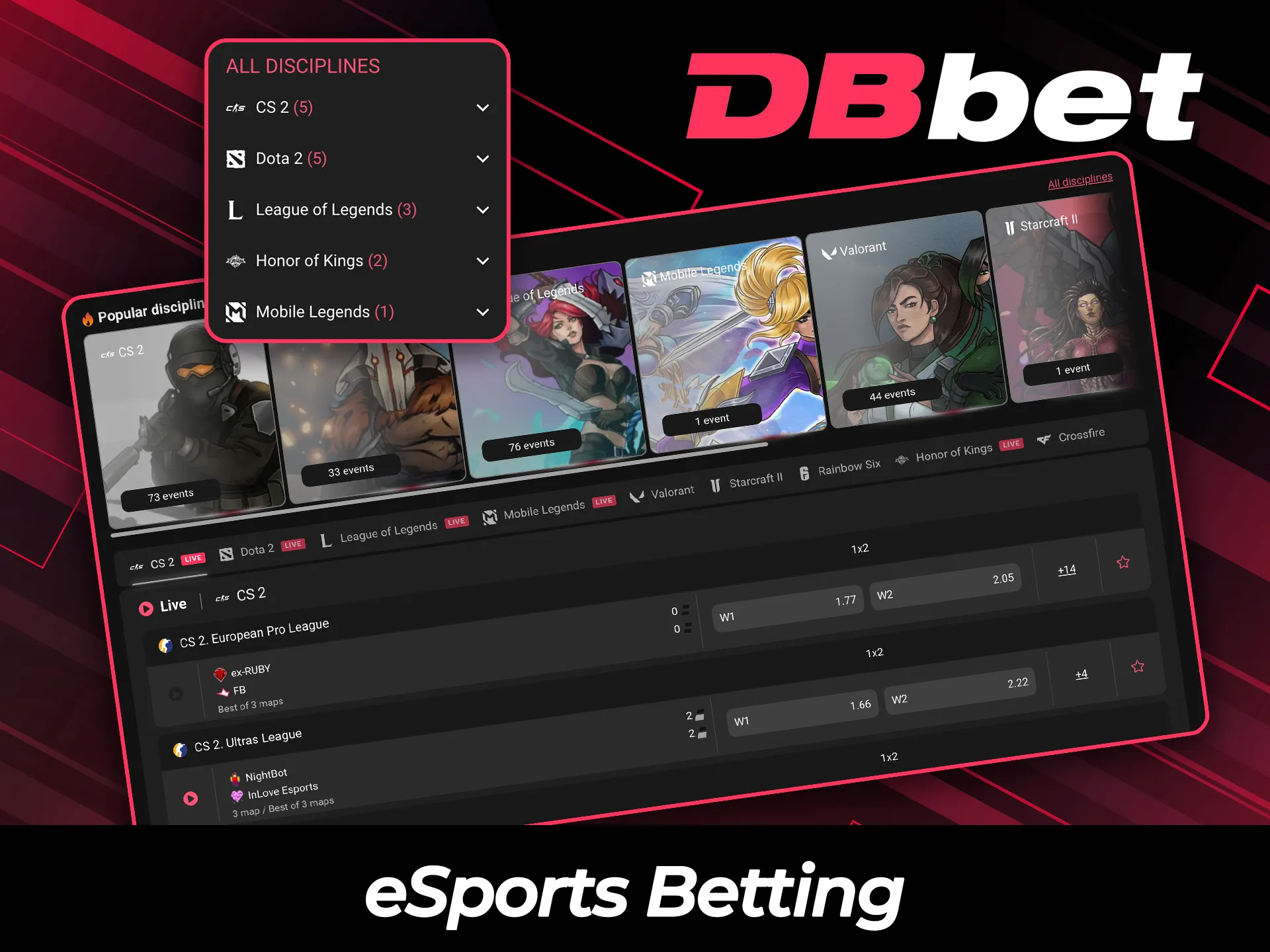 Explore exciting esports betting options on the DBBet platform.