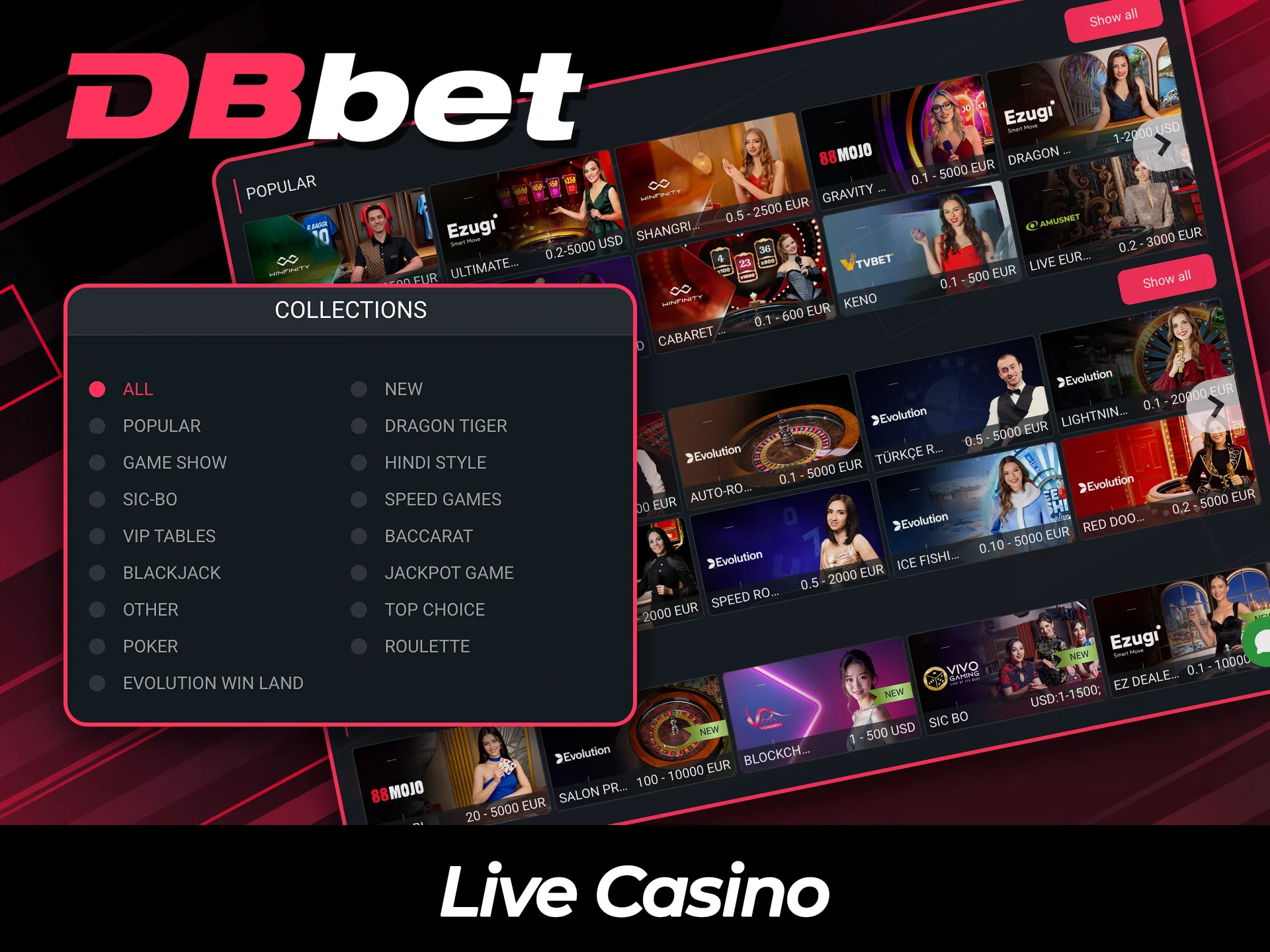 Join the live casino for an immersive experience at DBBet.