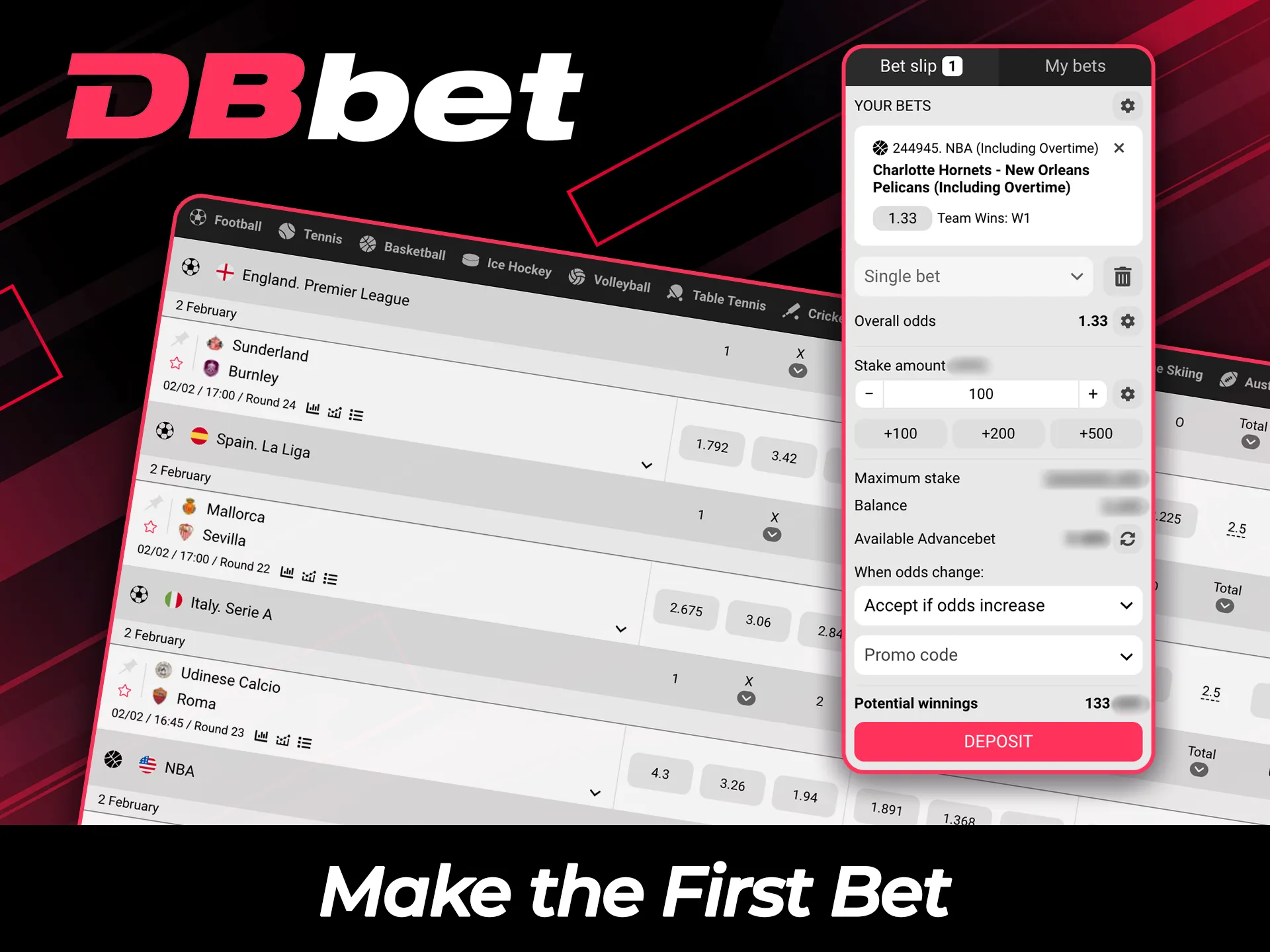 Make the first bet in easy steps at DBBet today.