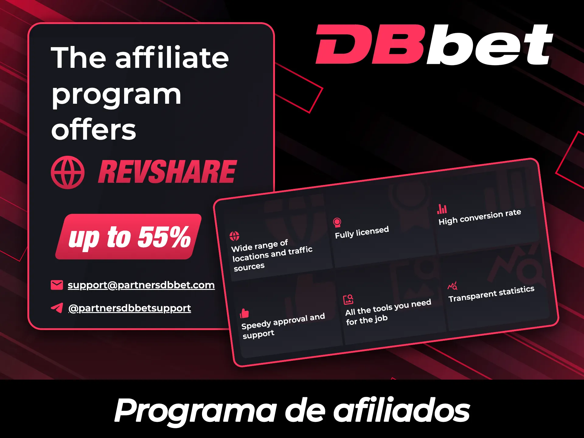 Participe do programa de afiliados do DBBet para ganhar comissões.