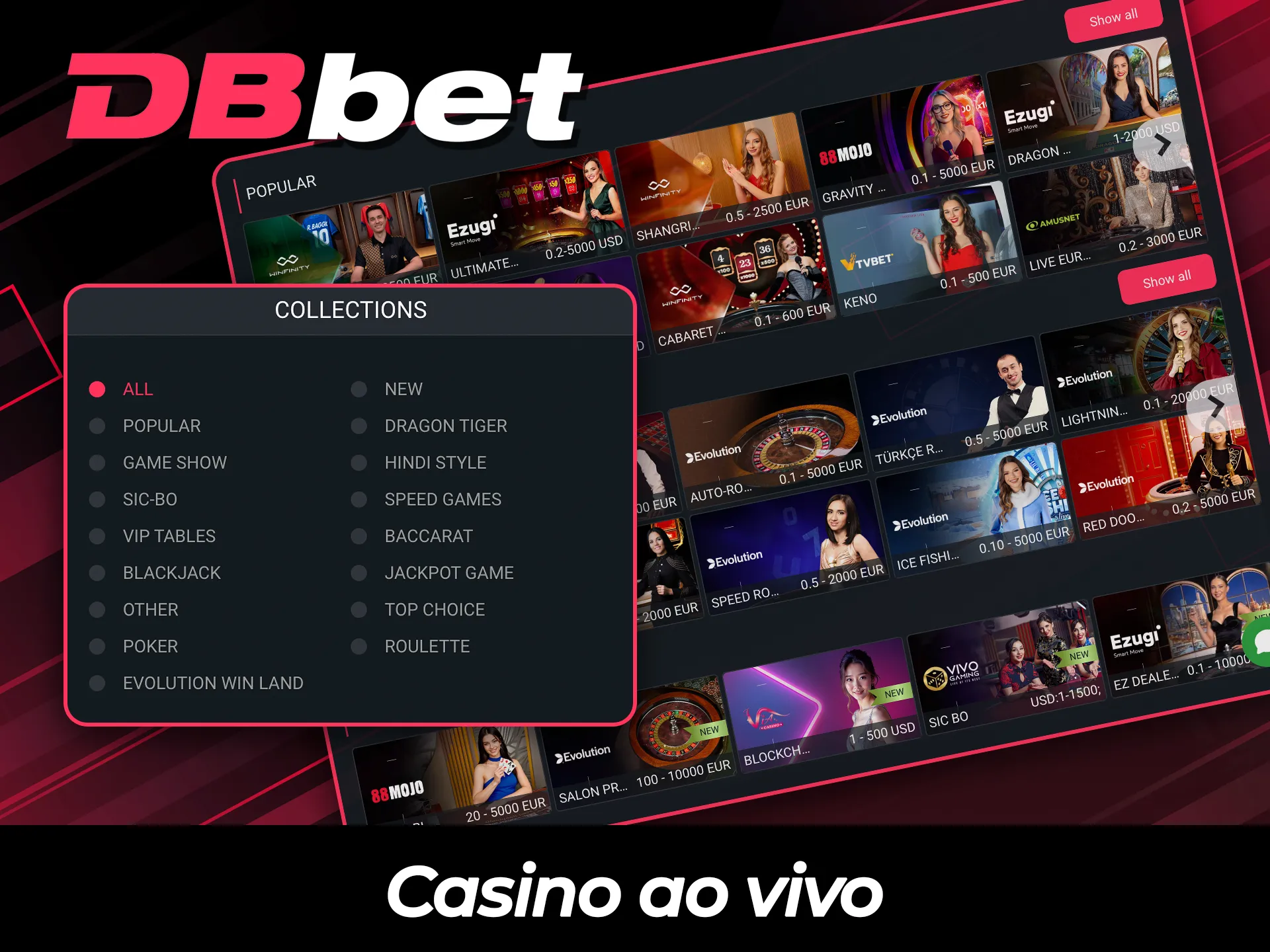 Junte-se ao cassino ao vivo para uma experiência imersiva no DBBet.