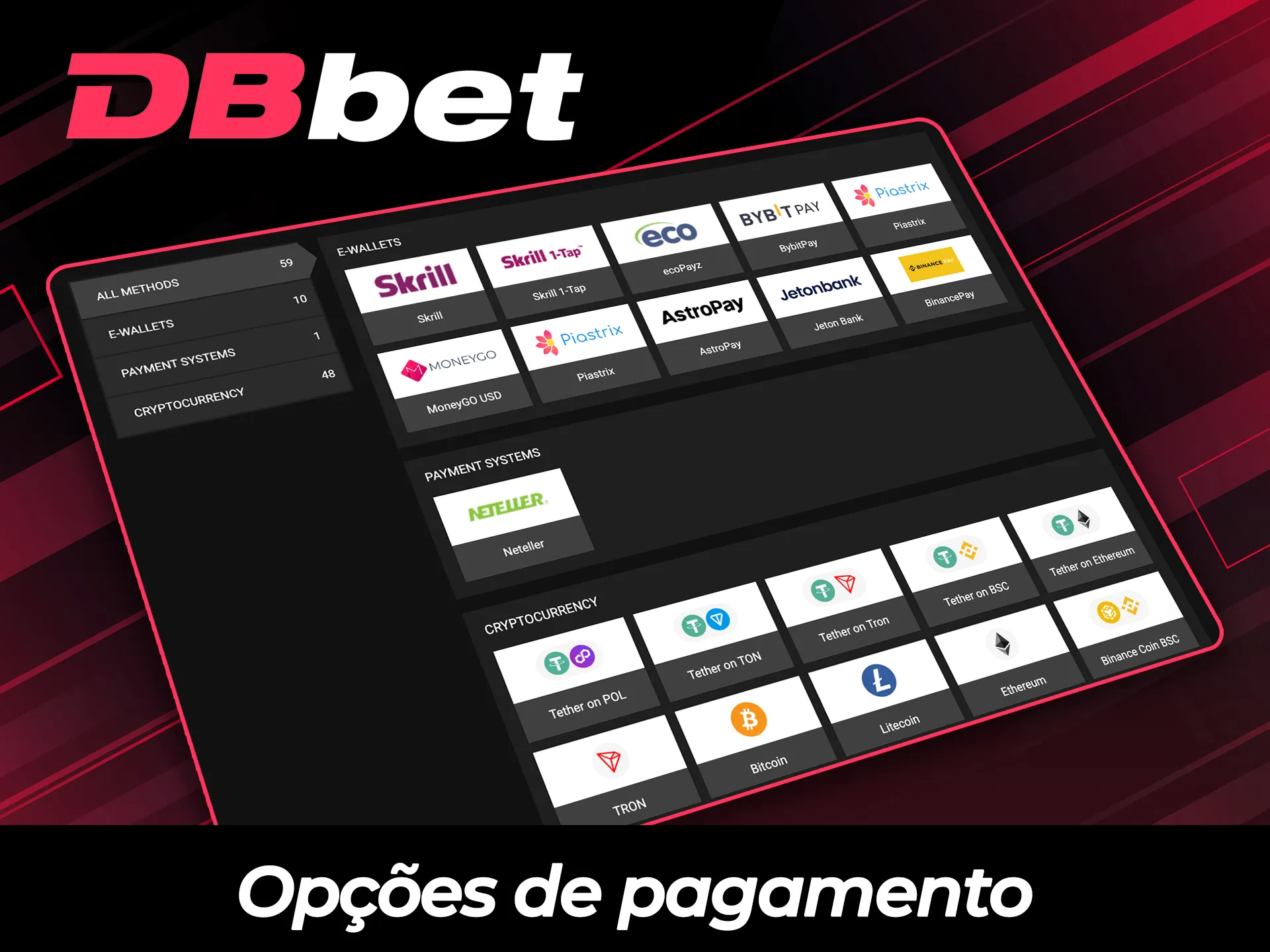 Use opções de pagamento convenientes para transações no site do DBBet.
