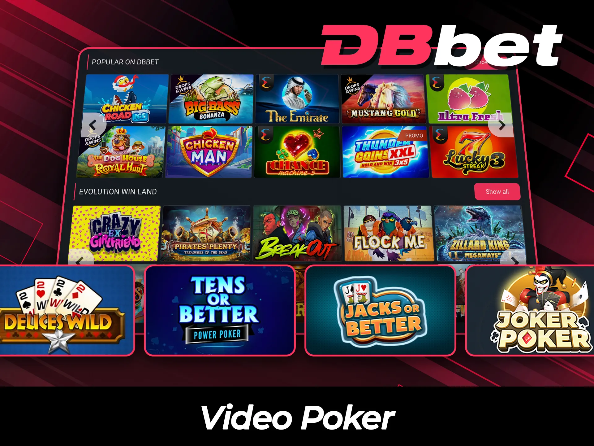 Tente sua sorte no vídeo poker na plataforma DBBet.
