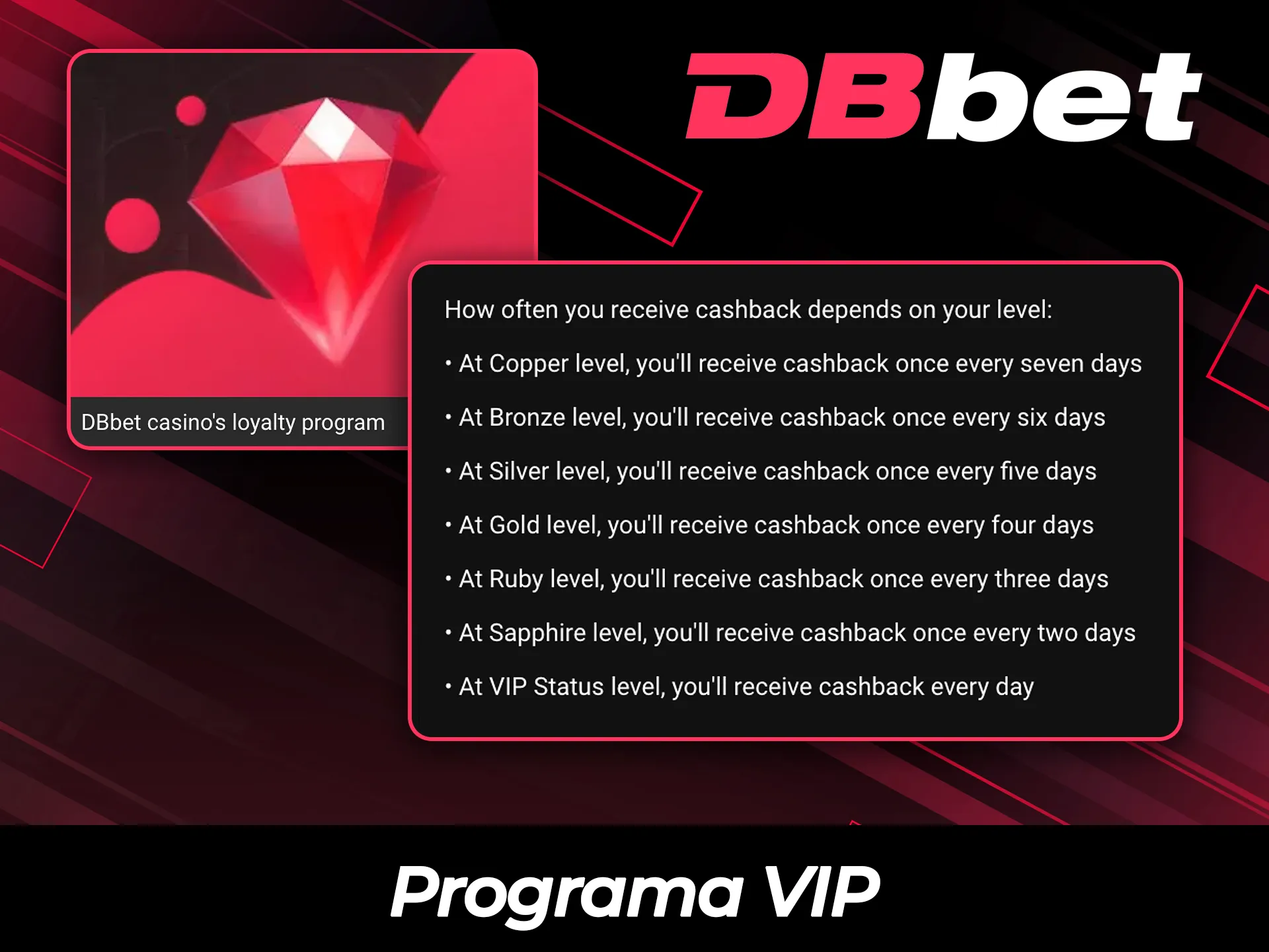 Participe do programa VIP exclusivo para ganhar recompensas no DBBet.